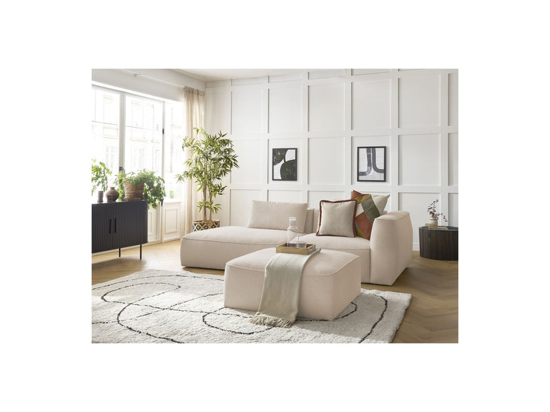 Canapé Droit Fixe 3 Places - Leopold - Avec Pouf - Tissu Chiné - Angle Gauche