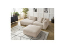 Canapé Droit Fixe 3 Places - Leopold - Avec Pouf - Tissu Chiné - Angle Gauche