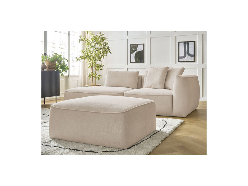 Canapé Droit Fixe 3 Places - Leopold - Avec Pouf - Tissu Chiné - Angle Gauche