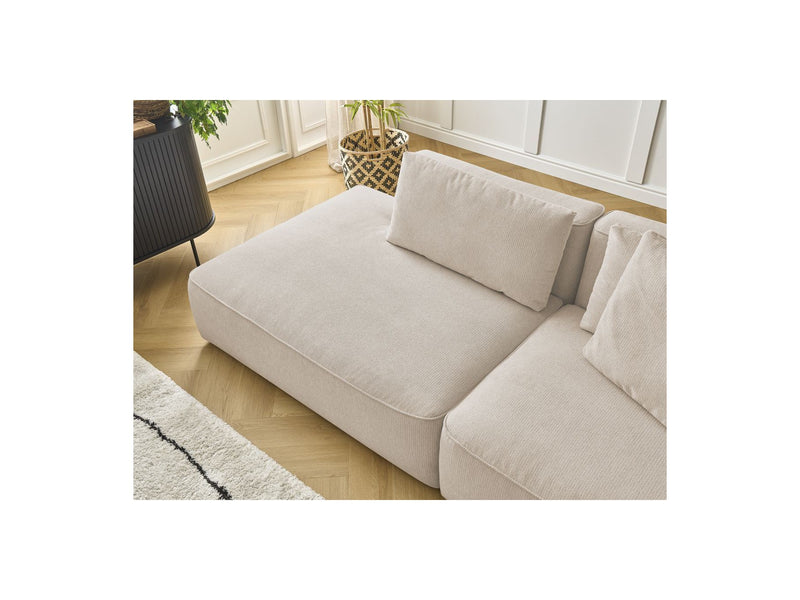 Canapé Droit Fixe 3 Places - Leopold - Avec Pouf - Tissu Chiné - Angle Gauche