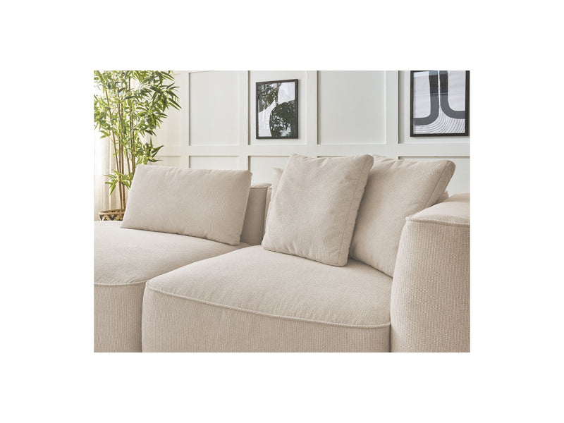 Canapé Droit Fixe 3 Places - Leopold - Avec Pouf - Tissu Chiné - Angle Gauche