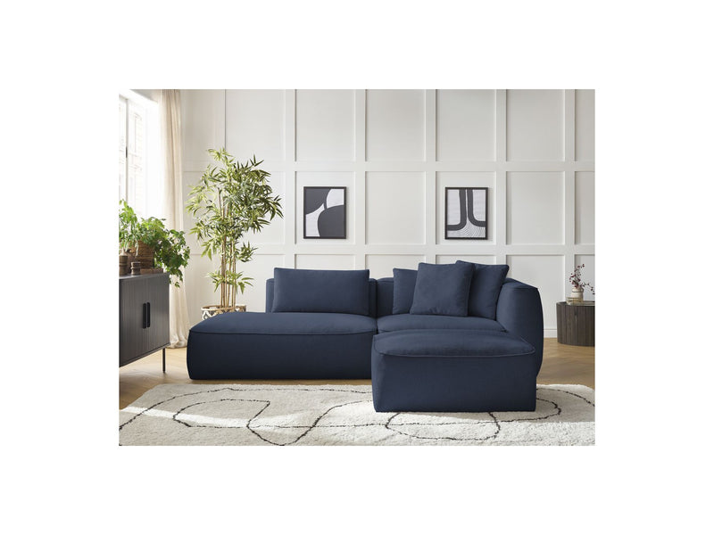 Canapé Droit Fixe 3 Places - Leopold - Avec Pouf - Tissu Chiné - Angle Gauche