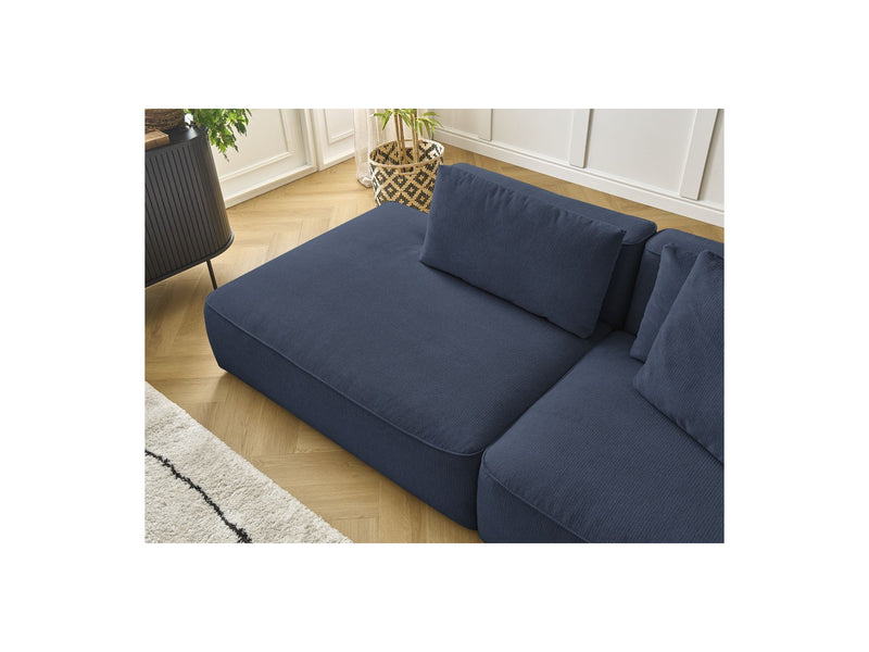 Canapé Droit Fixe 3 Places - Leopold - Avec Pouf - Tissu Chiné - Angle Gauche