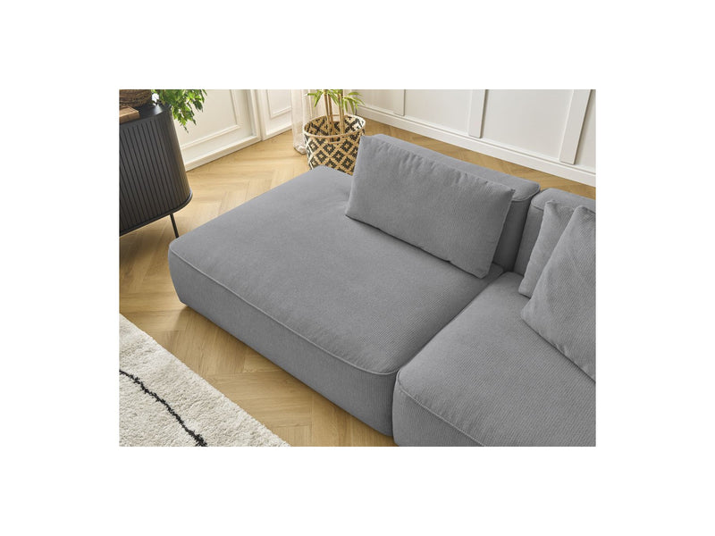 Canapé Droit Fixe 3 Places - Leopold - Avec Pouf - Tissu Chiné - Angle Gauche