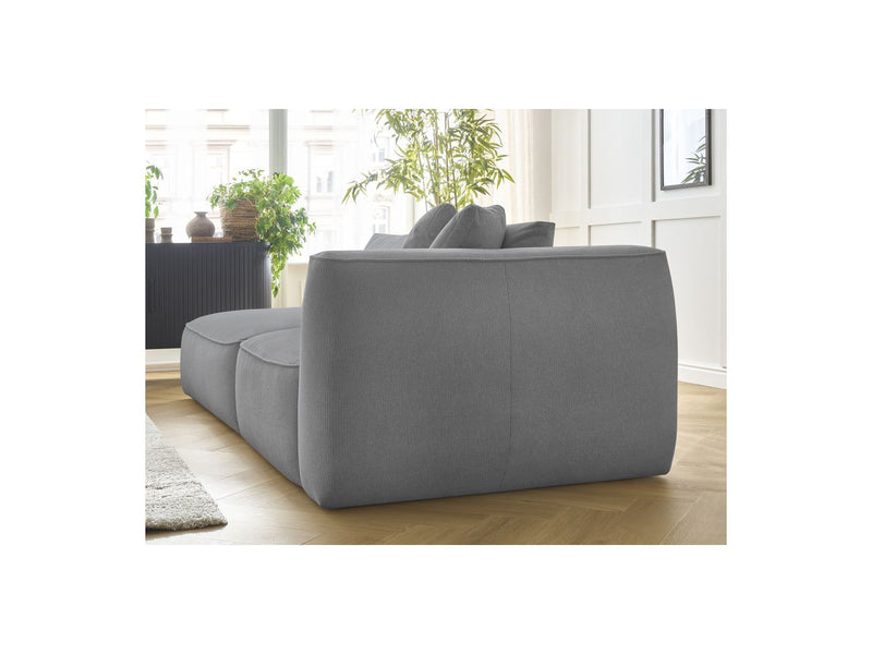 Canapé Droit Fixe 3 Places - Leopold - Avec Pouf - Tissu Chiné - Angle Gauche