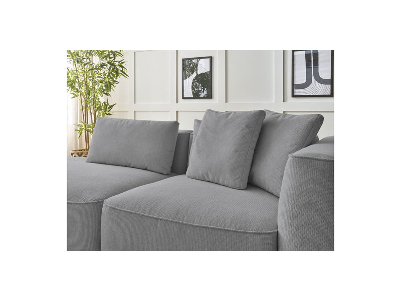 Canapé Droit Fixe 3 Places - Leopold - Avec Pouf - Tissu Chiné - Angle Gauche