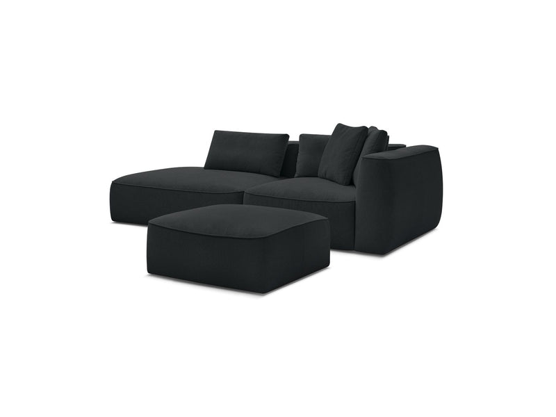 Canapé Droit Fixe 3 Places - Leopold - Avec Pouf - Tissu Chiné - Angle Gauche