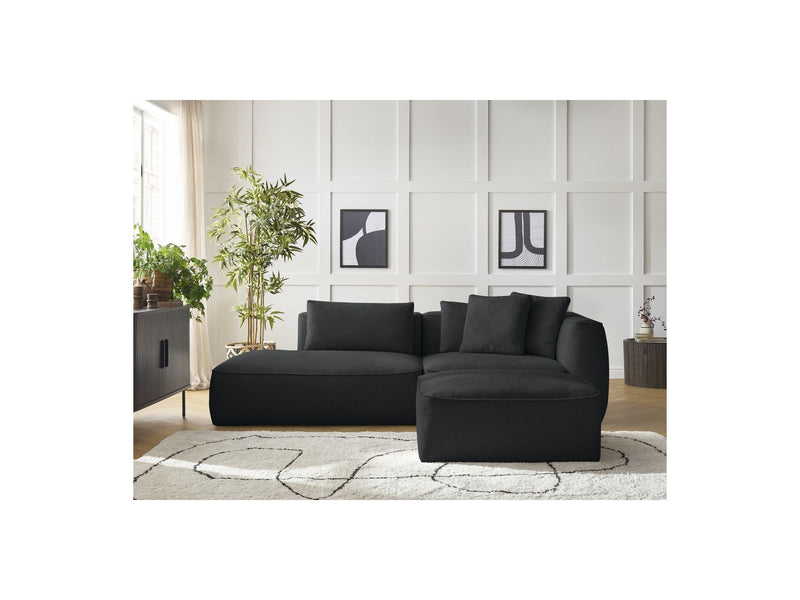 Canapé Droit Fixe 3 Places - Leopold - Avec Pouf - Tissu Chiné - Angle Gauche