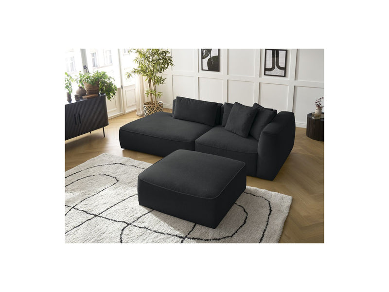 Canapé Droit Fixe 3 Places - Leopold - Avec Pouf - Tissu Chiné - Angle Gauche