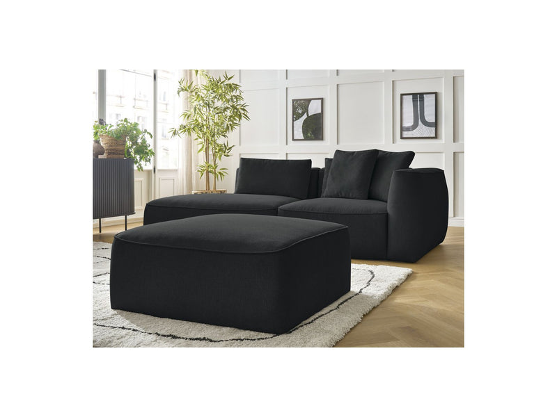 Canapé Droit Fixe 3 Places - Leopold - Avec Pouf - Tissu Chiné - Angle Gauche