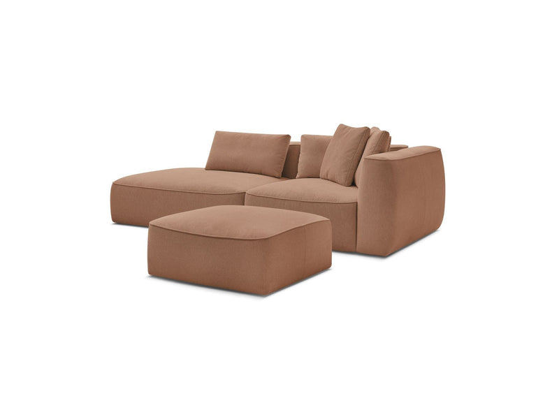 Canapé Droit Fixe 3 Places - Leopold - Avec Pouf - Tissu Chiné - Angle Gauche