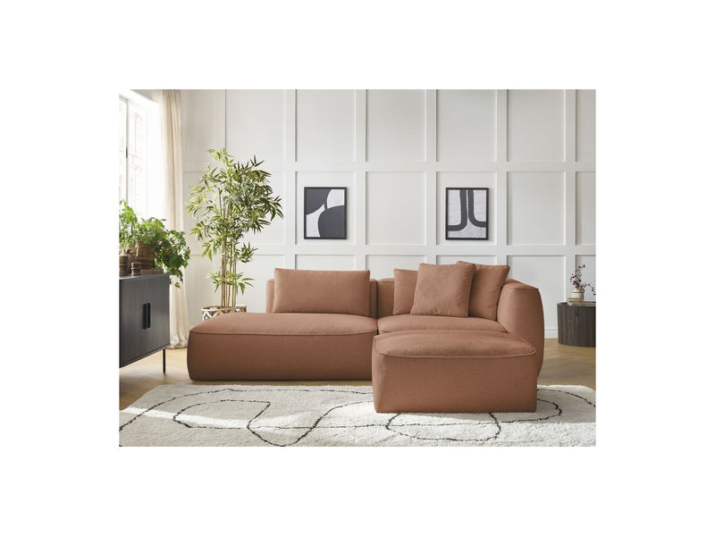 Canapé Droit Fixe 3 Places - Leopold - Avec Pouf - Tissu Chiné - Angle Gauche