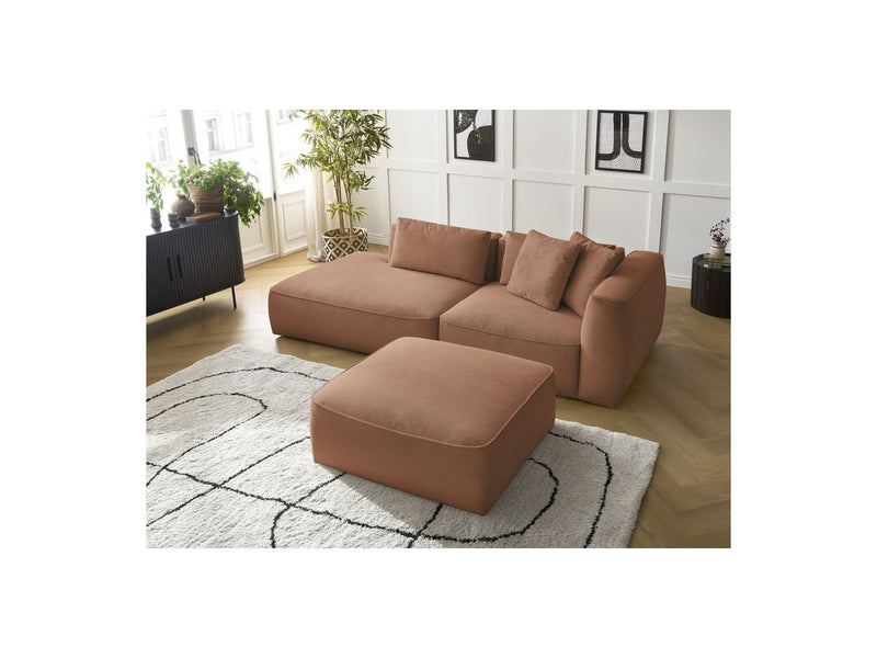 Canapé Droit Fixe 3 Places - Leopold - Avec Pouf - Tissu Chiné - Angle Gauche