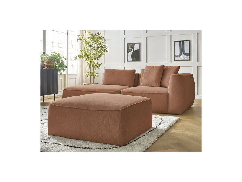 Canapé Droit Fixe 3 Places - Leopold - Avec Pouf - Tissu Chiné - Angle Gauche