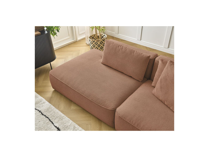 Canapé Droit Fixe 3 Places - Leopold - Avec Pouf - Tissu Chiné - Angle Gauche