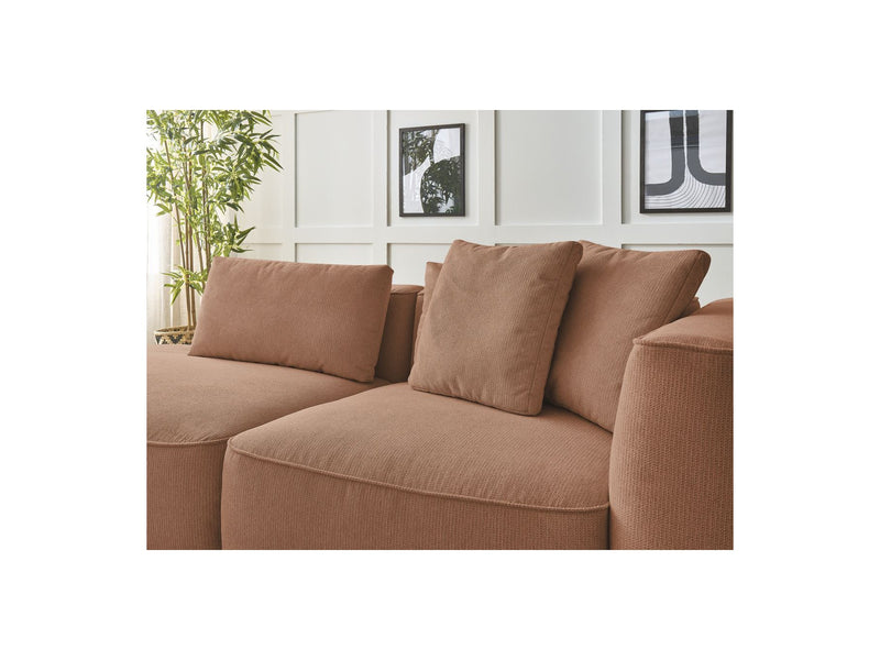 Canapé Droit Fixe 3 Places - Leopold - Avec Pouf - Tissu Chiné - Angle Gauche