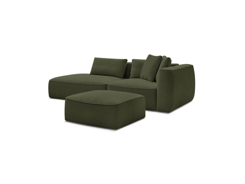 Canapé Droit Fixe 3 Places - Leopold - Avec Pouf - Tissu Chiné - Angle Gauche