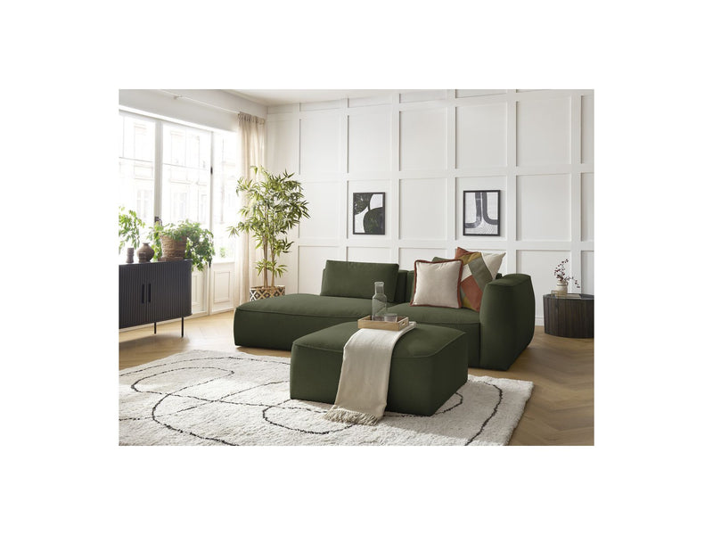 Canapé Droit Fixe 3 Places - Leopold - Avec Pouf - Tissu Chiné - Angle Gauche