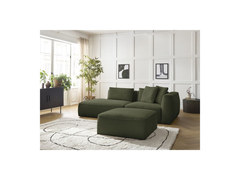 Canapé Droit Fixe 3 Places - Leopold - Avec Pouf - Tissu Chiné - Angle Gauche