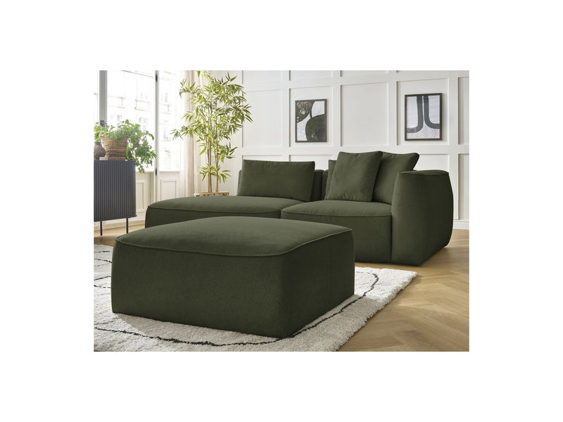 Canapé Droit Fixe 3 Places - Leopold - Avec Pouf - Tissu Chiné - Angle Gauche