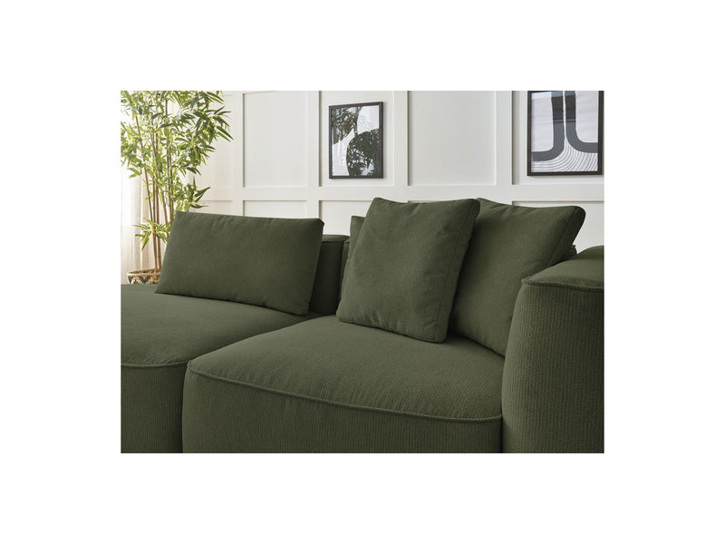 Canapé Droit Fixe 3 Places - Leopold - Avec Pouf - Tissu Chiné - Angle Gauche