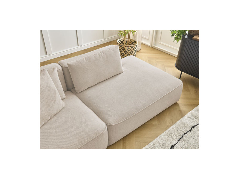 Canapé Droit Fixe 3 Places - Leopold - Avec Pouf - Tissu Chiné - Angle Droit