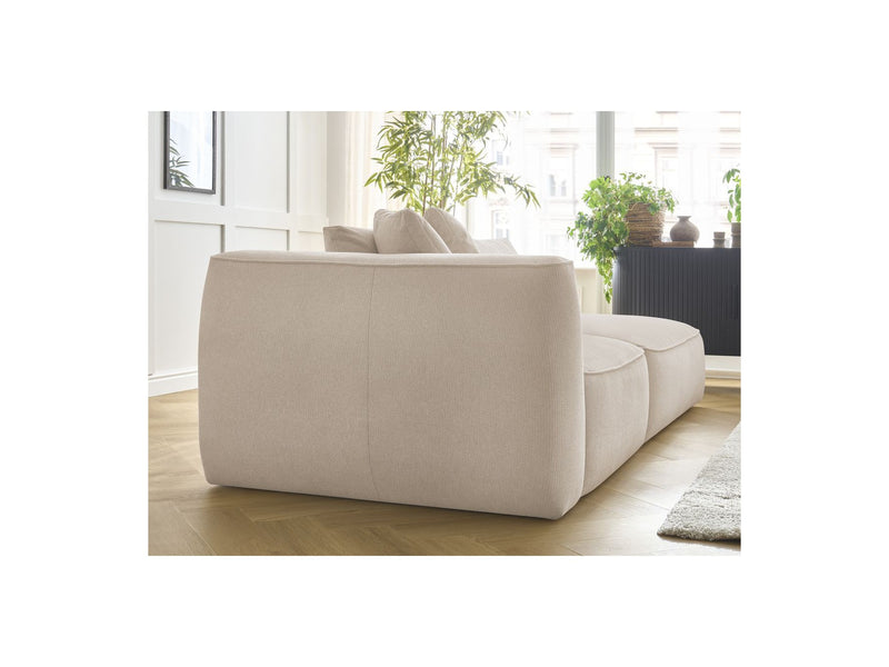 Canapé Droit Fixe 3 Places - Leopold - Avec Pouf - Tissu Chiné - Angle Droit