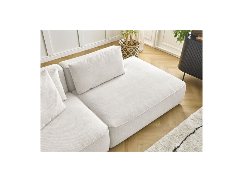 Canapé Droit Fixe 3 Places - Leopold - Avec Pouf - Tissu Chiné - Angle Droit