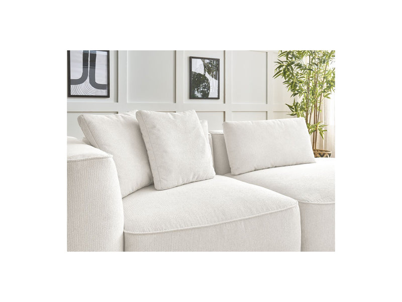 Canapé Droit Fixe 3 Places - Leopold - Avec Pouf - Tissu Chiné - Angle Droit