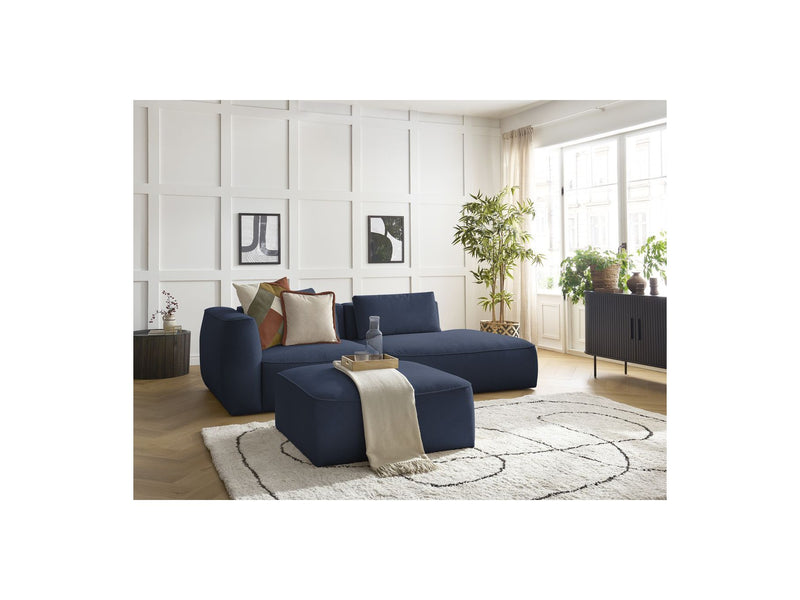 Canapé Droit Fixe 3 Places - Leopold - Avec Pouf - Tissu Chiné - Angle Droit