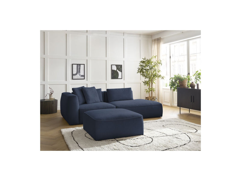 Canapé Droit Fixe 3 Places - Leopold - Avec Pouf - Tissu Chiné - Angle Droit