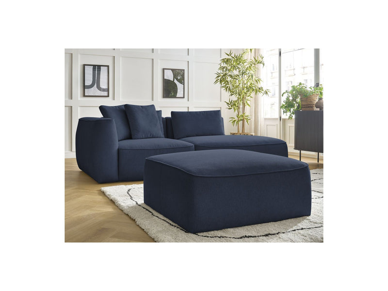 Canapé Droit Fixe 3 Places - Leopold - Avec Pouf - Tissu Chiné - Angle Droit