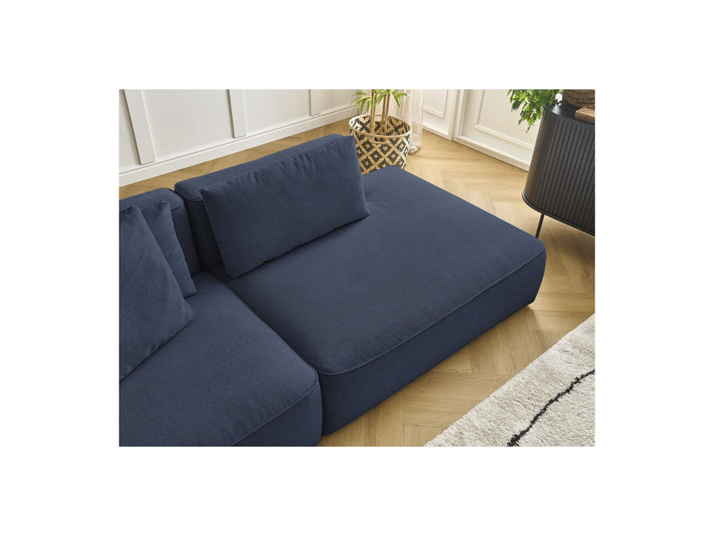 Canapé Droit Fixe 3 Places - Leopold - Avec Pouf - Tissu Chiné - Angle Droit