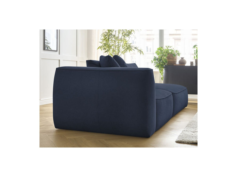 Canapé Droit Fixe 3 Places - Leopold - Avec Pouf - Tissu Chiné - Angle Droit