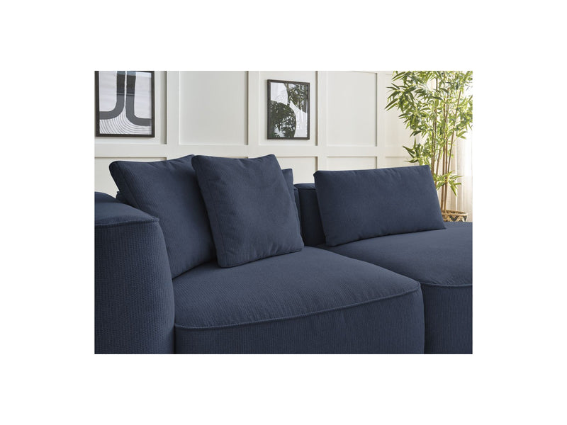 Canapé Droit Fixe 3 Places - Leopold - Avec Pouf - Tissu Chiné - Angle Droit