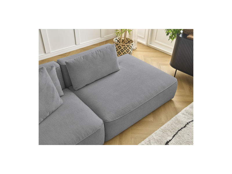 Canapé Droit Fixe 3 Places - Leopold - Avec Pouf - Tissu Chiné - Angle Droit