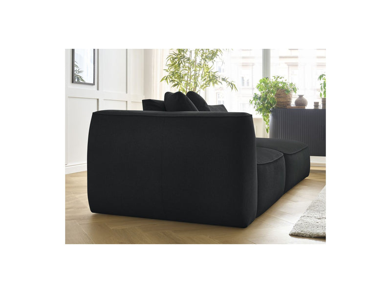 Canapé Droit Fixe 3 Places - Leopold - Avec Pouf - Tissu Chiné - Angle Droit