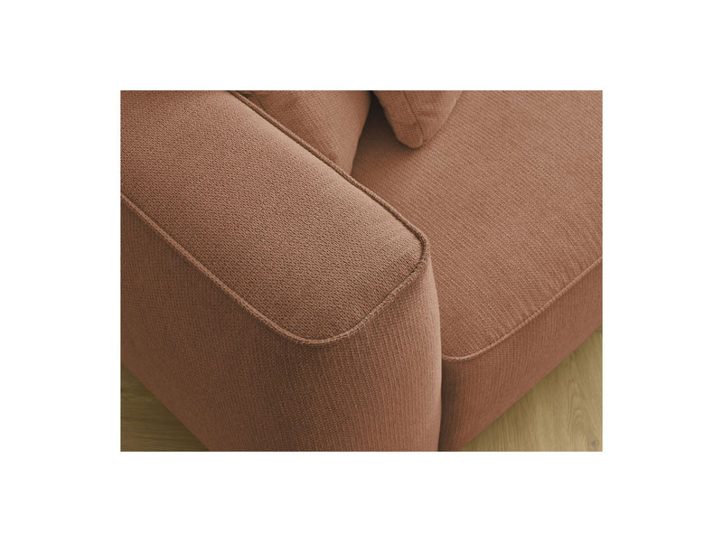 Canapé Droit Fixe 3 Places - Leopold - Avec Pouf - Tissu Chiné - Angle Droit