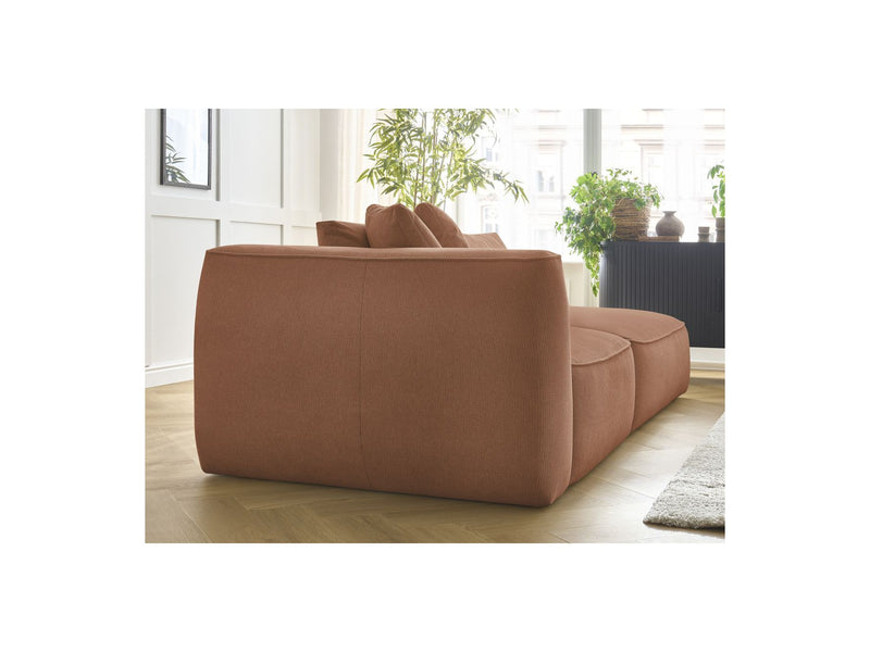 Canapé Droit Fixe 3 Places - Leopold - Avec Pouf - Tissu Chiné - Angle Droit