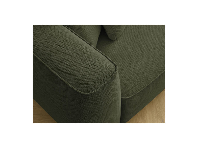 Canapé Droit Fixe 3 Places - Leopold - Avec Pouf - Tissu Chiné - Angle Droit