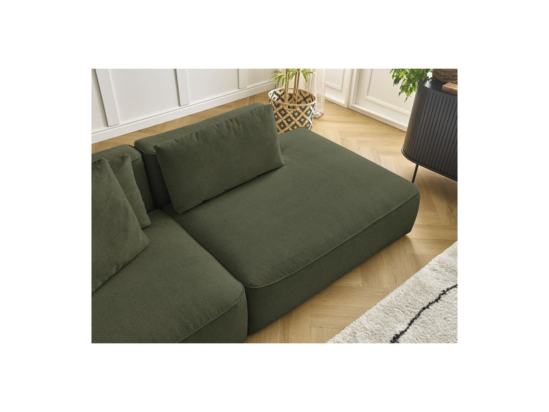 Canapé Droit Fixe 3 Places - Leopold - Avec Pouf - Tissu Chiné - Angle Droit