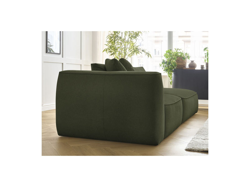 Canapé Droit Fixe 3 Places - Leopold - Avec Pouf - Tissu Chiné - Angle Droit