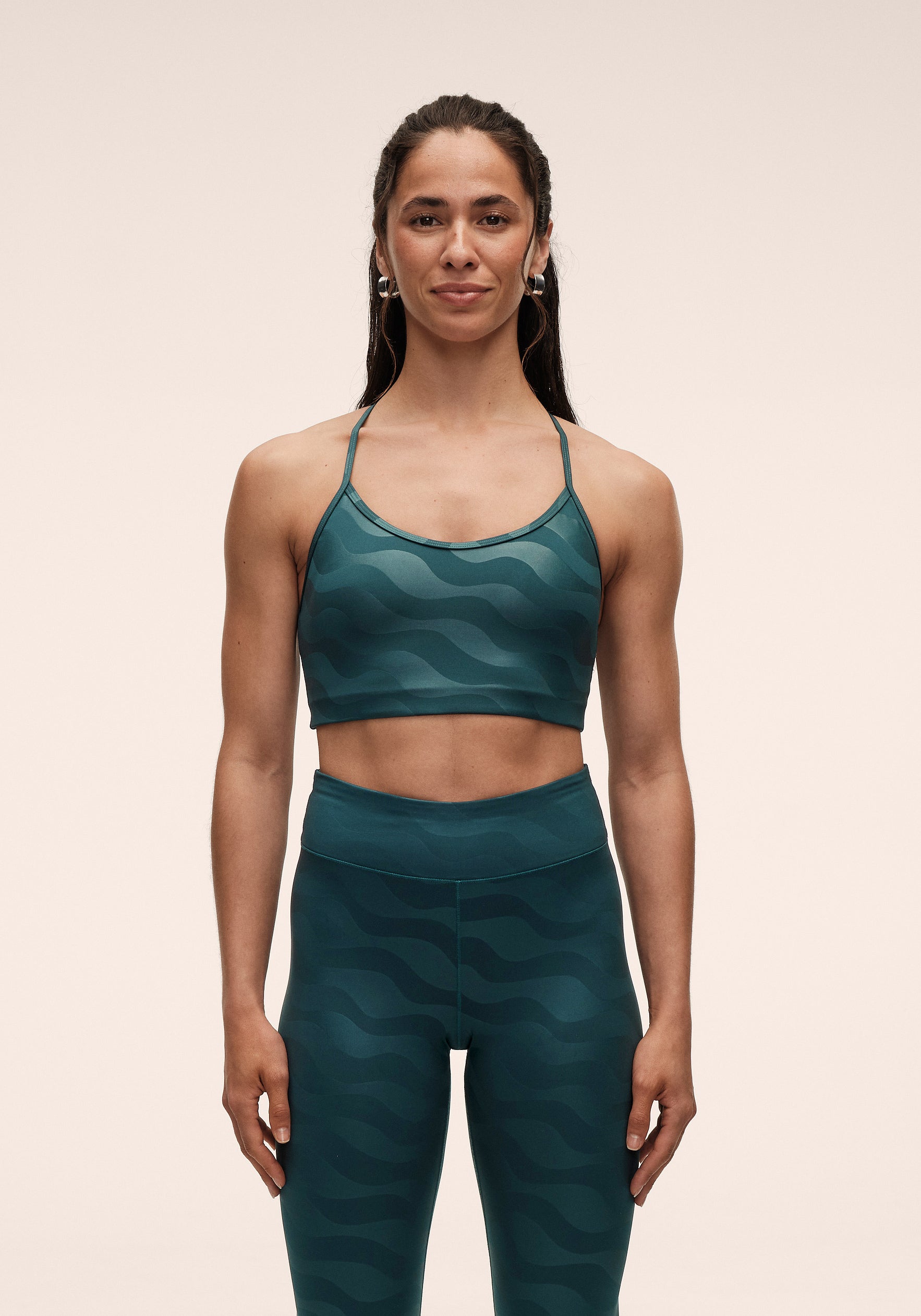 Sleek Strappy Sports Bra Printed - Ocean Geo