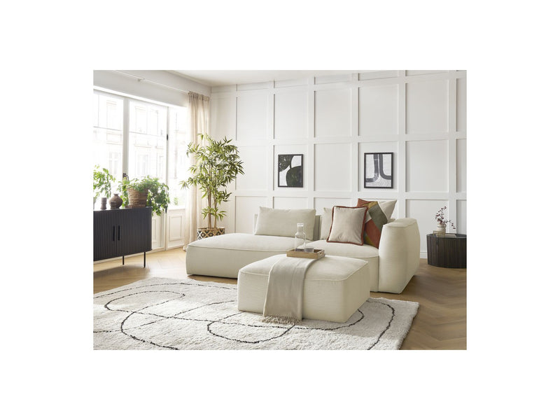 Canapé Droit Fixe 3 Places - Leopold - Velours Côtelé - Avec Pouf - Angle Gauche