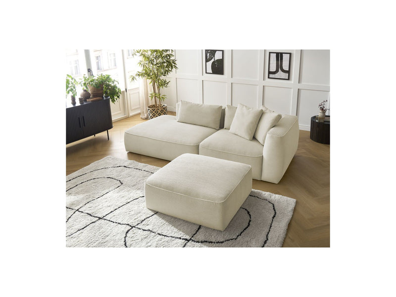 Canapé Droit Fixe 3 Places - Leopold - Velours Côtelé - Avec Pouf - Angle Gauche