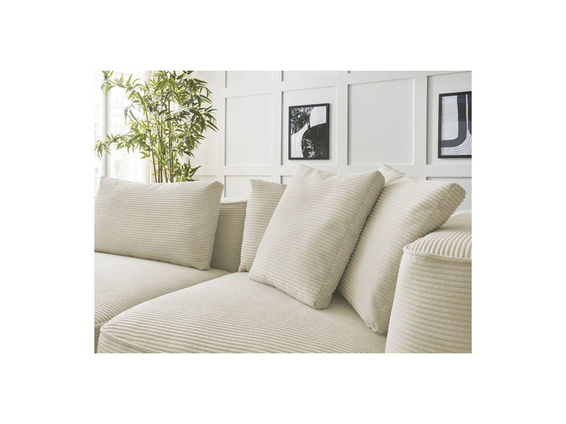 Canapé Droit Fixe 3 Places - Leopold - Velours Côtelé - Avec Pouf - Angle Gauche