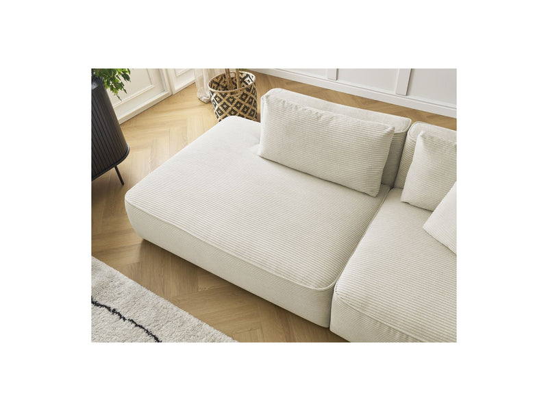 Canapé Droit Fixe 3 Places - Leopold - Velours Côtelé - Avec Pouf - Angle Gauche