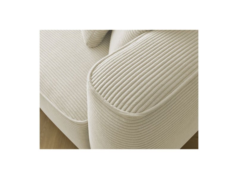 Canapé Droit Fixe 3 Places - Leopold - Velours Côtelé - Avec Pouf - Angle Gauche