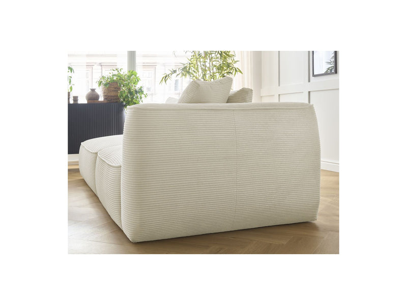 Canapé Droit Fixe 3 Places - Leopold - Velours Côtelé - Avec Pouf - Angle Gauche