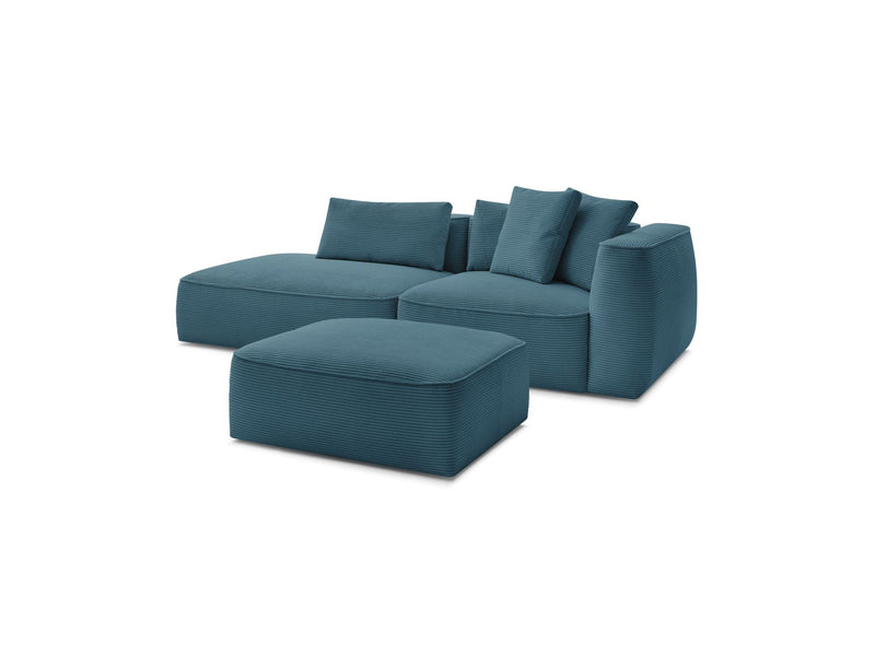 Canapé Droit Fixe 3 Places - Leopold - Velours Côtelé - Avec Pouf - Angle Gauche